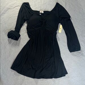 Derek Heart Black Babydoll Dress with Puff Sleeves